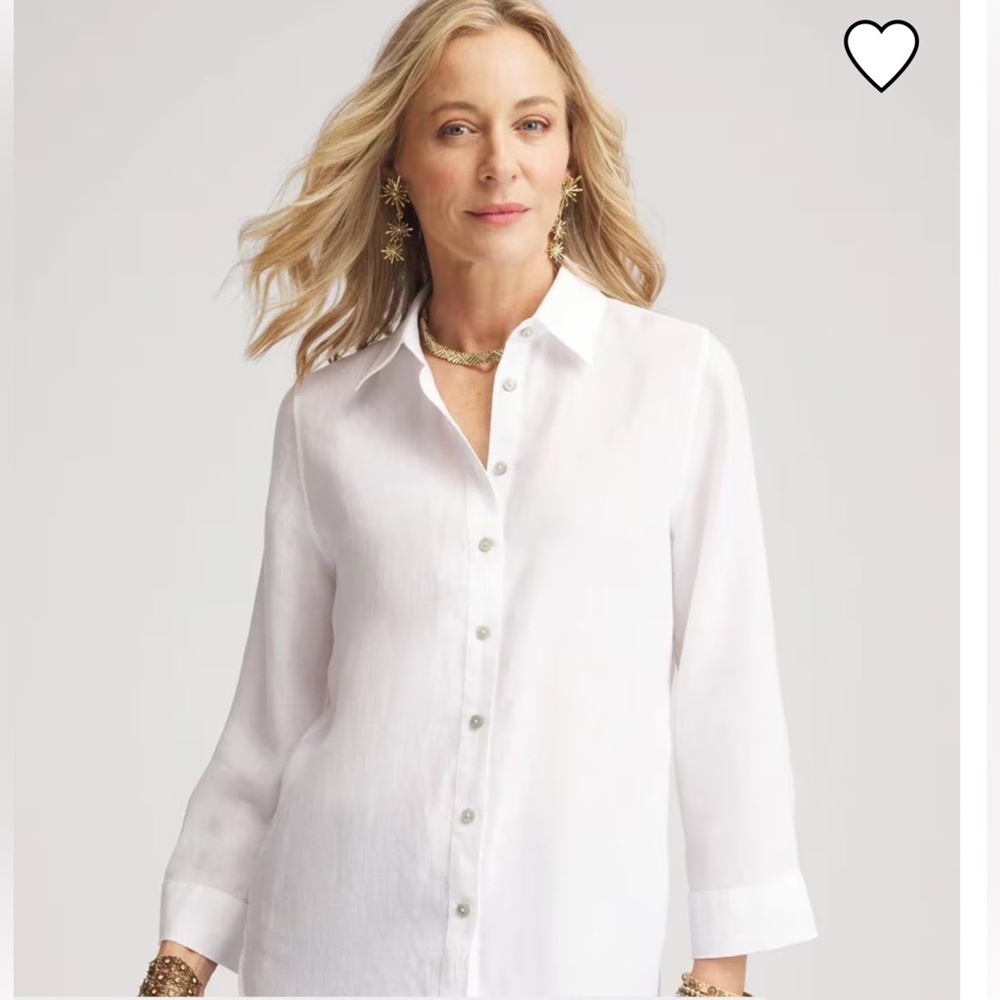 Chico’s 100% Linen Button Front Top. Chico’s 1 - Picture 1 of 8
